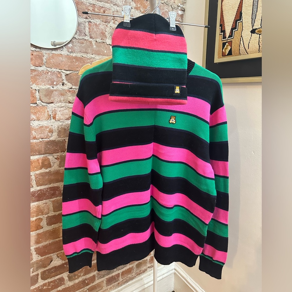 Teddy Fresh Striped Sweater and Matching Beanie Set